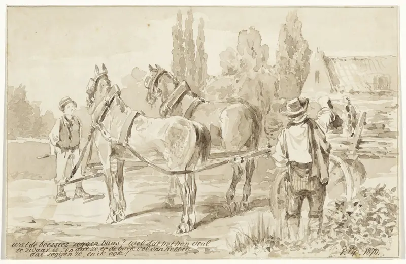 Knecht bij paard en wagen Wall Art by Pieter van Loon - High-Resolution Digital Print
