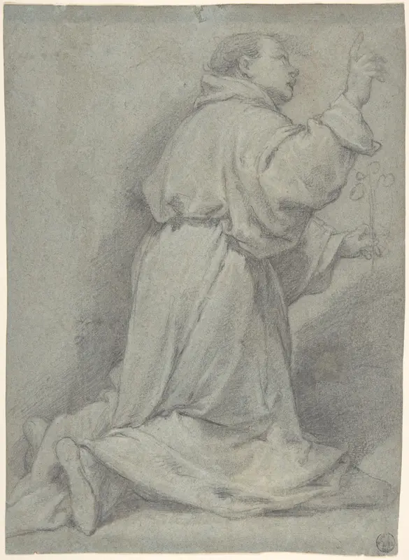 Kneeling Monk Wall Art by Denijs Calvaert - High-Resolution Digital Print