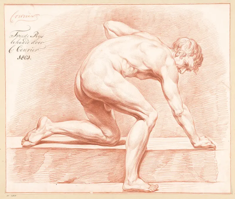 Knielend mannelijk naakt, van opzij gezien (2e prijs 1801) Wall Art by C. Courier - High-Resolution Digital Print
