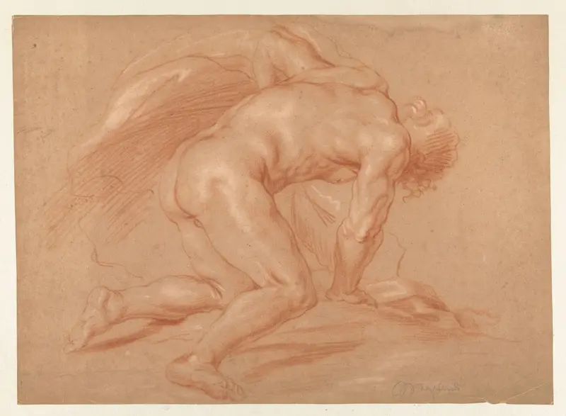 Knielend mannelijk naakt Wall Art by Unknown - High-Resolution Digital Print