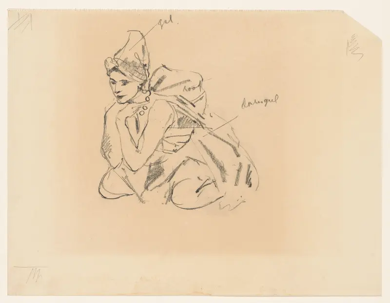 Knielende danseres met muts en cape Wall Art by Fik Abbing - High-Resolution Digital Print