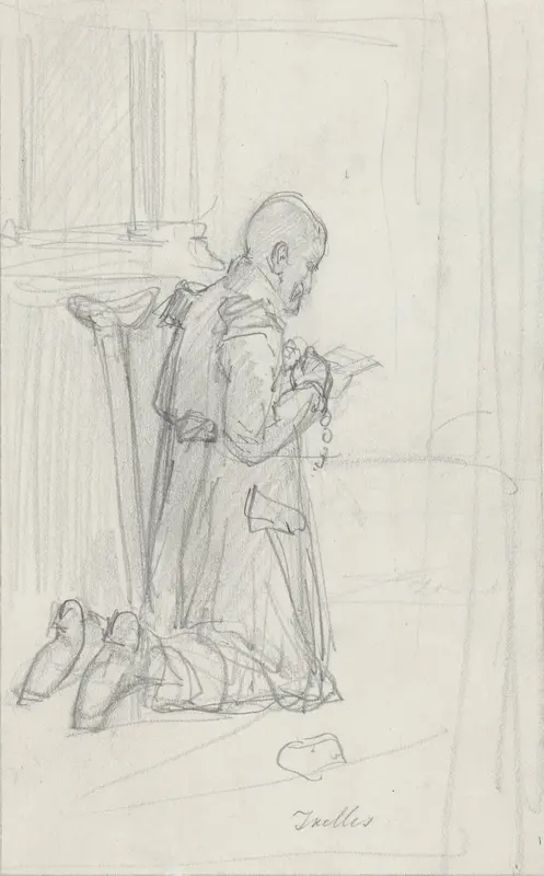Knielende man, biddend in een kerk Wall Art by August Allebé - High-Resolution Digital Print
