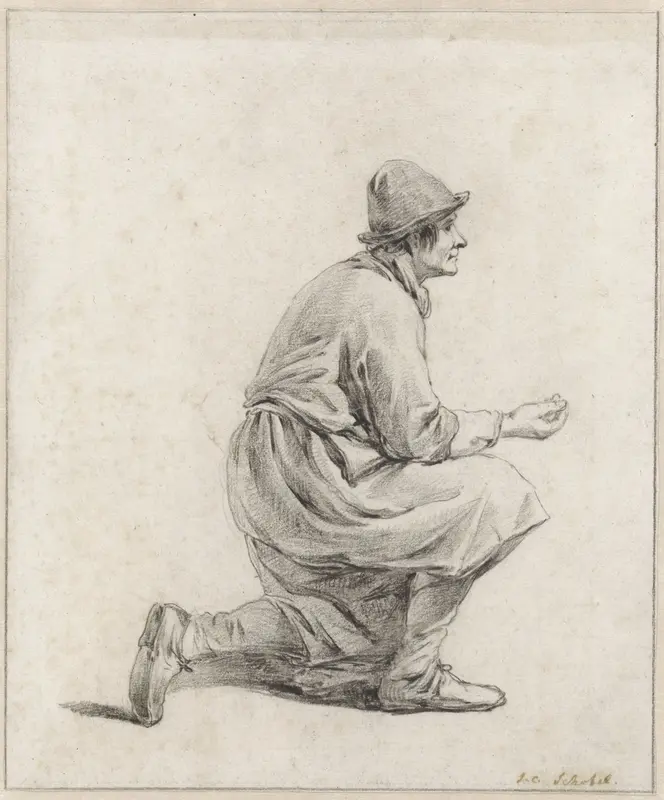 Knielende man, en profile Wall Art by Johannes Christiaan Schotel - High-Resolution Digital Print