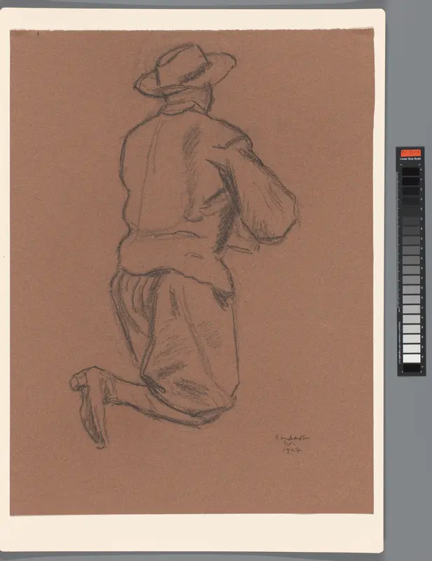 Knielende man met hoed Wall Art by Unknown - High-Resolution Digital Print