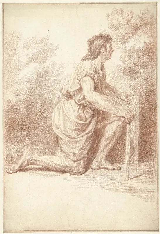 Knielende man, naar rechts Wall Art by Louis Fabritius Dubourg - High-Resolution Digital Print