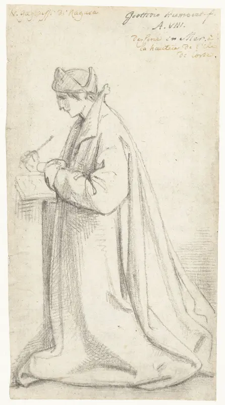 Knielende, schrijvende man Wall Art by David Pièrre Giottino Humbert de Superville - High-Resolution Digital Print