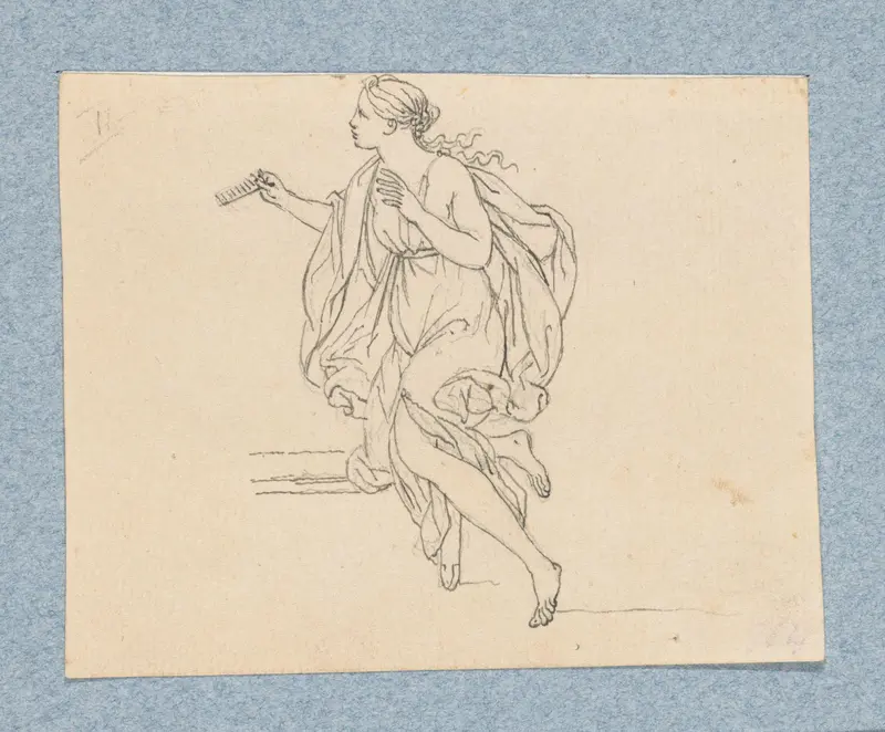 Knielende vrouw met kam (in doos met 43 tekeningen) Wall Art by Louis Fabritius Dubourg - High-Resolution Digital Print