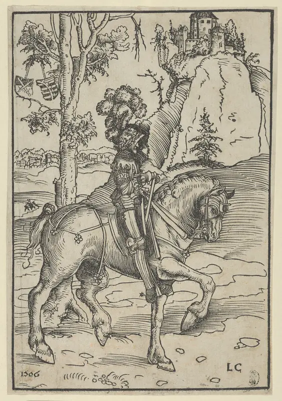 Knight on Horseback Riding Towards the Right Wall Art by Lucas Cranach the Elder - High-Resolution Digital Print