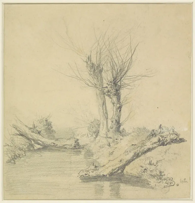 Knotwilgen aan een water Wall Art by Eugène François de Block - High-Resolution Digital Print