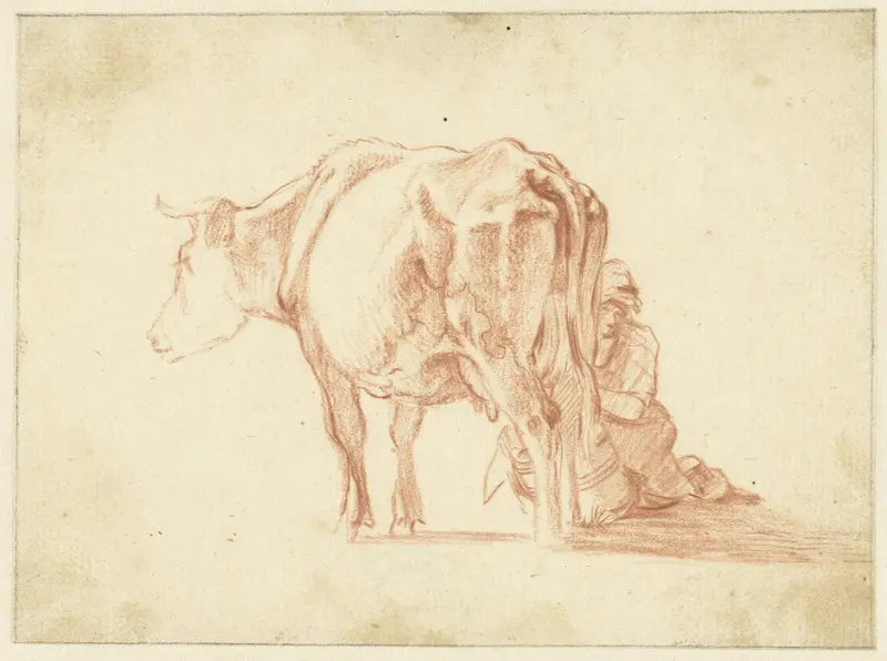 Koe die gemolken wordt Wall Art by Pieter Gerardus van Os - High-Resolution Digital Print