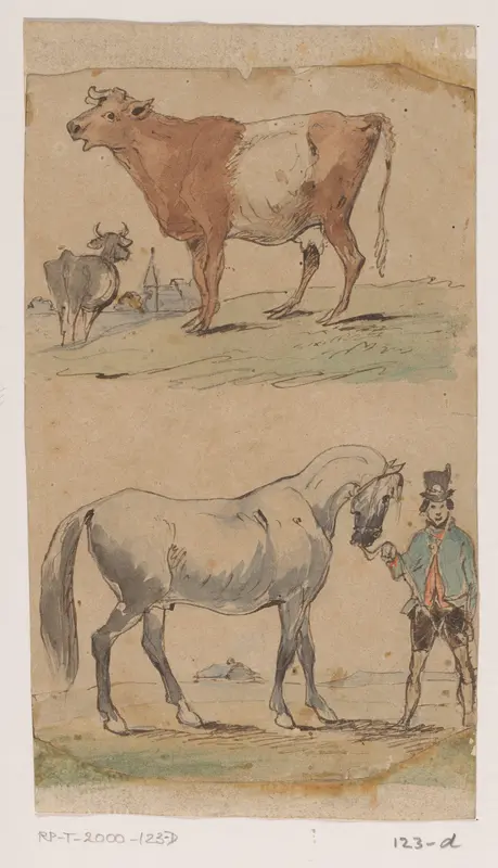 Koe en paard Wall Art by Johannes Tavenraat - High-Resolution Digital Print