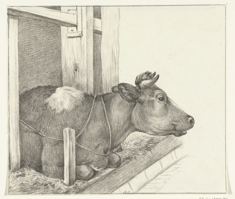 Koe, liggend in een stal, naar rechts Wall Art by Jean Bernard - High-Resolution Digital Print