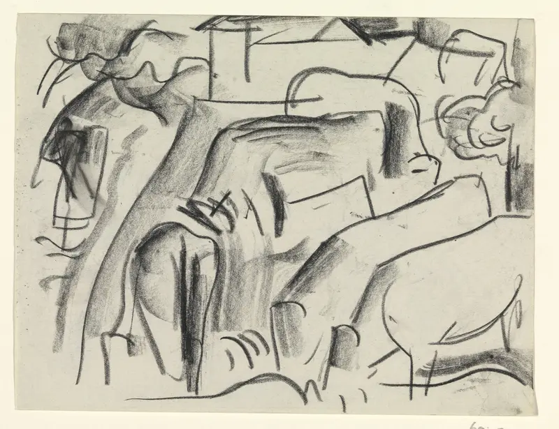 Koeien en paarden bij een boerderij Wall Art by Leo Gestel - High-Resolution Digital Print