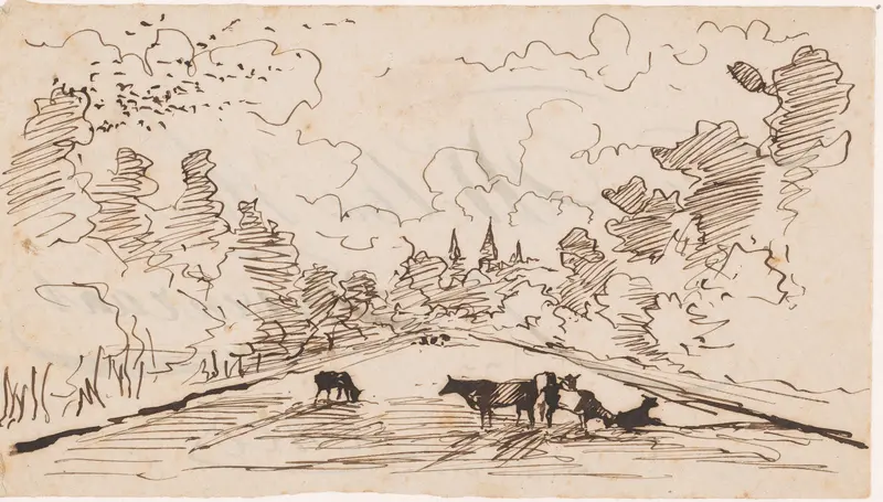 Koeien in een landschap Wall Art by Johannes Tavenraat - High-Resolution Digital Print