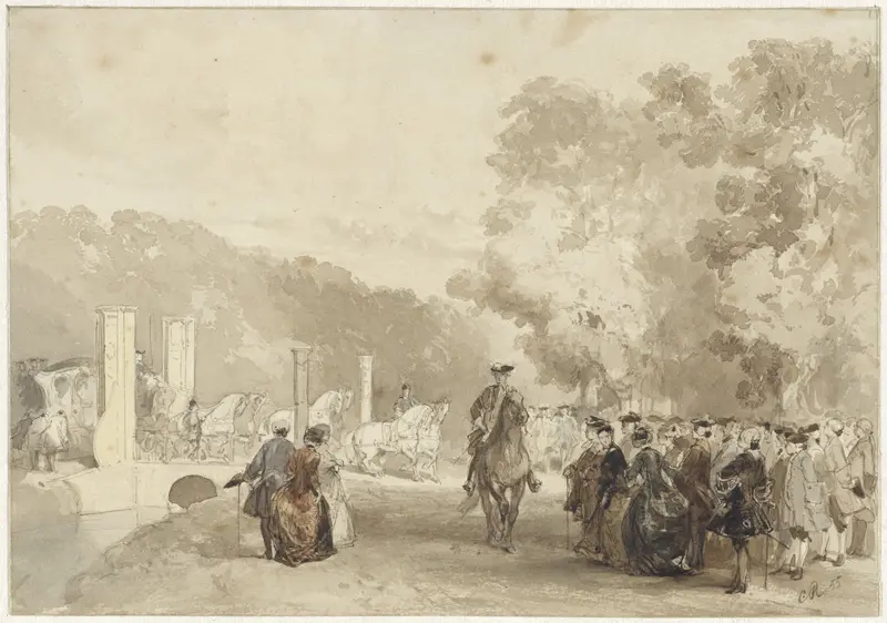 Koets van de Prins, die van de oprijlaan van Huis ten Bosch rijdt Wall Art by Charles Rochussen - High-Resolution Digital Print