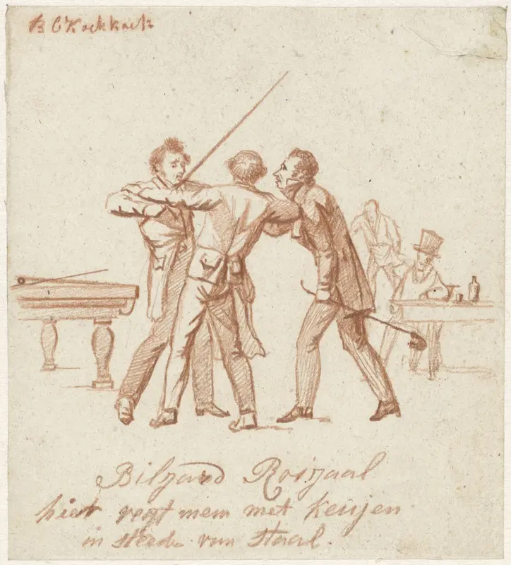 Koffiehuis met twee vechtende heren, Wall Art by Barend Cornelis Koekkoek - High-Resolution Digital Print