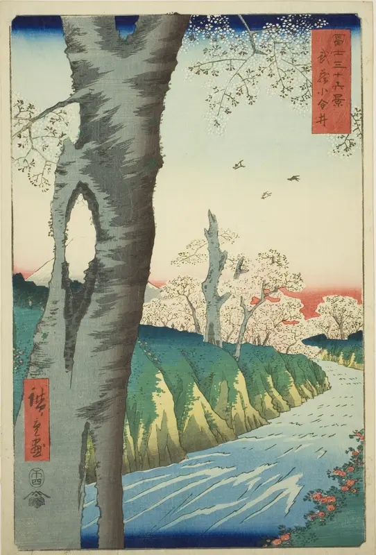 Koganei in Musashi Province (Musashi Koganei), from the series "Thirty-six Views of Mount Fuji (Fuji sanjurokkei)"