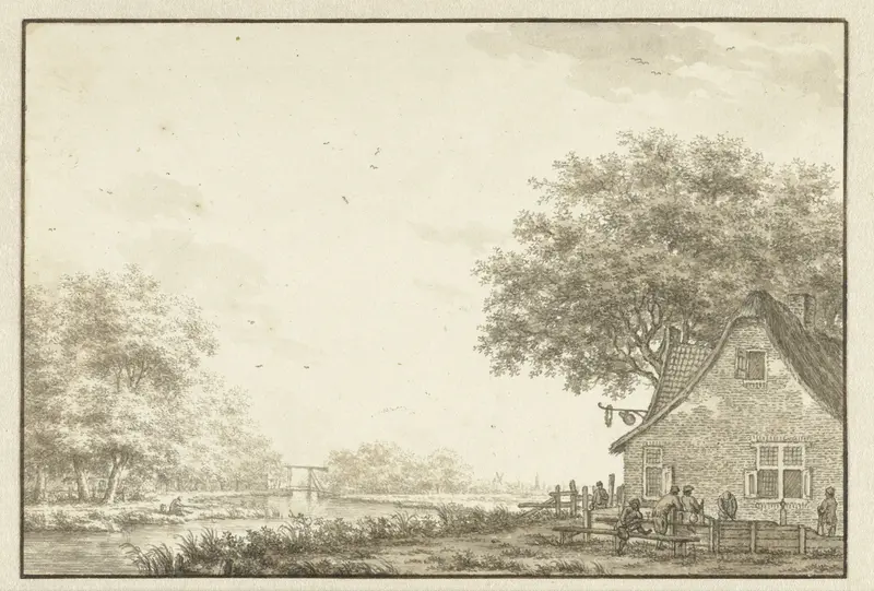 Kolfspelers bij een herberg aan een water Wall Art by Jacob Cats (1741-1799) - High-Resolution Digital Print