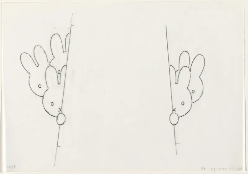 Konijnen achter een muur (schets) Wall Art by Dick Bruna - High-Resolution Digital Print