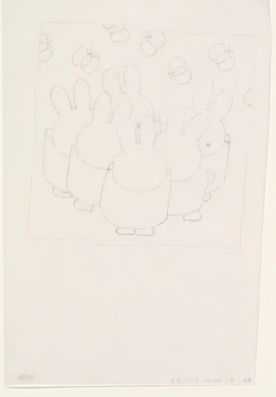 Konijnen en vlinders (schets) Wall Art by Dick Bruna - High-Resolution Digital Print