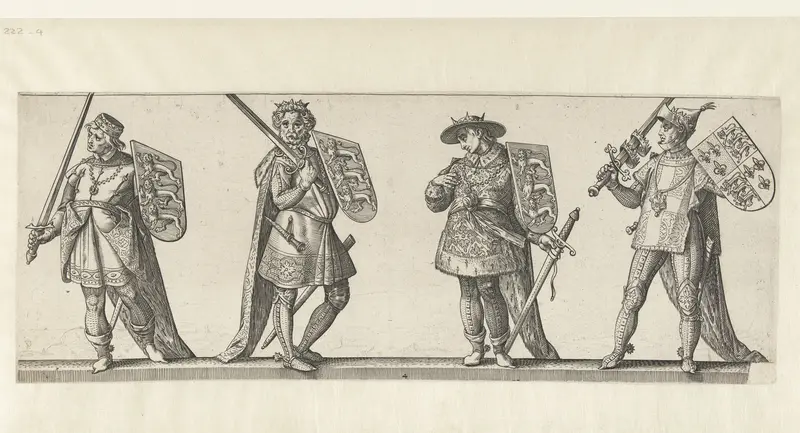 Koningen Hendrik III, Edward I, Edward II en Edward III Wall Art by Hendrick Goltzius - High-Resolution Digital Print