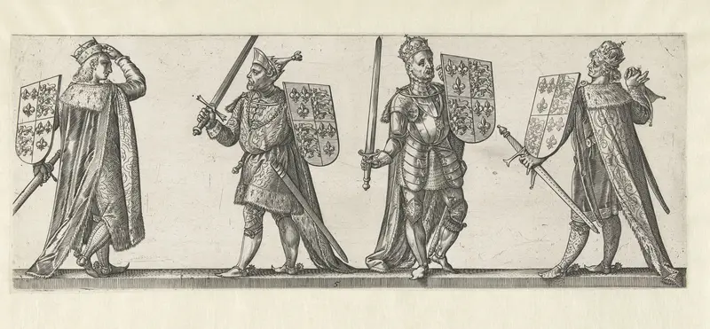 Koningen Richard II, Hendrik IV, Hendrik V en Hendrik VI Wall Art by Hendrick Goltzius - High-Resolution Digital Print