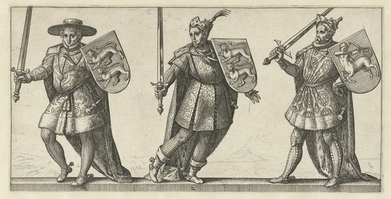 Koningen Willem II, Hendrik I en Steven Wall Art by Hendrick Goltzius - High-Resolution Digital Print