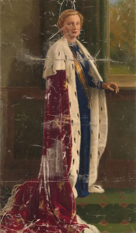 Koningin Juliana der Nederlanden in haar kroningsgewaad Wall Art by Henricus Rol - High-Resolution Digital Print