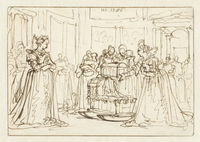 Koningin van Bohemen krijgt geschenken van vrouwen Wall Art by Caspar Luyken - High-Resolution Digital Print