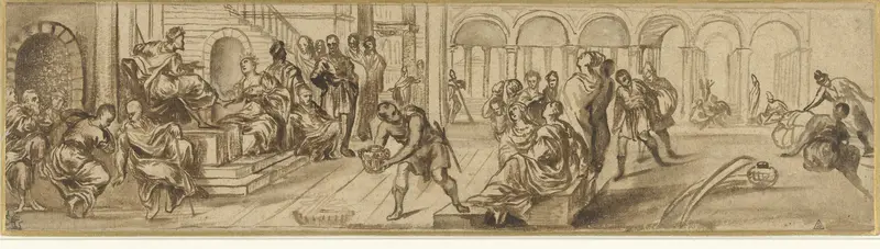 Koningin van Sheba ontvangen door Salomo Wall Art by anonymous - High-Resolution Digital Print