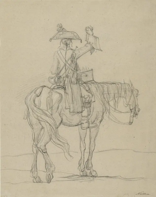 Koopman te paard Wall Art by Jean Pierre Norblin de la Gourdaine - High-Resolution Digital Print