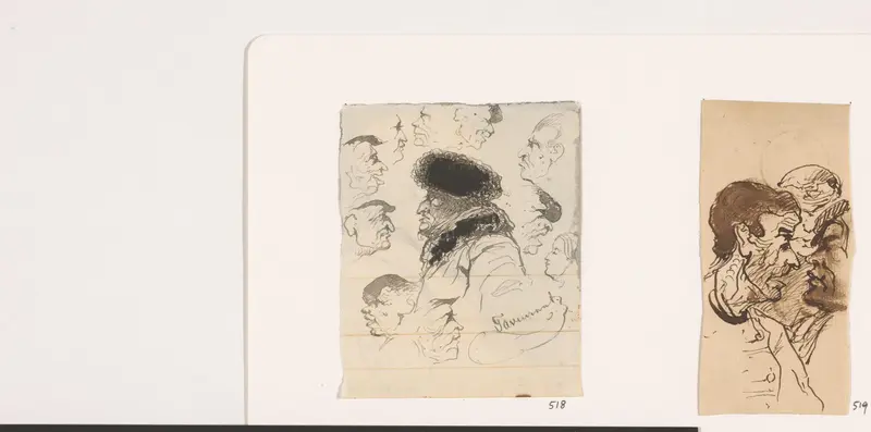 Kop met bontmuts omringd door koppen Wall Art by Unknown - High-Resolution Digital Print