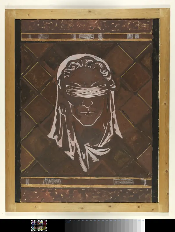 Kop van de geblinddoekte Justitia; ontwerp voor figuur van de marmerdecoratie in de Hoge Raad te Den Haag Wall Art by Richard Nicolaüs Roland Holst - High-Resolution Digital Print