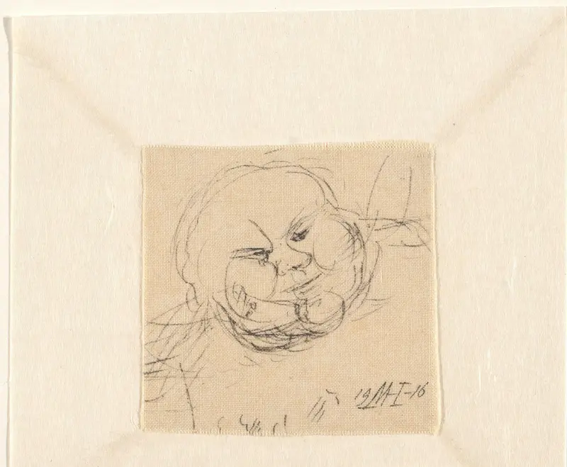 Kop van een figuur met bolle wangen Wall Art by Unknown - High-Resolution Digital Print