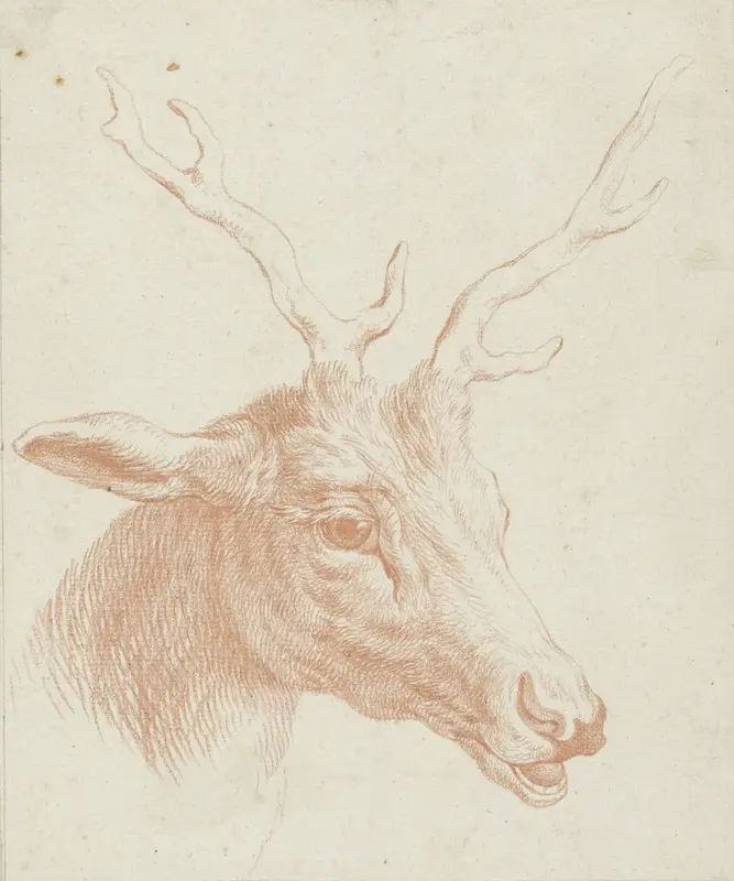 Kop van een hert Wall Art by Johann Elias Ridinger - High-Resolution Digital Print