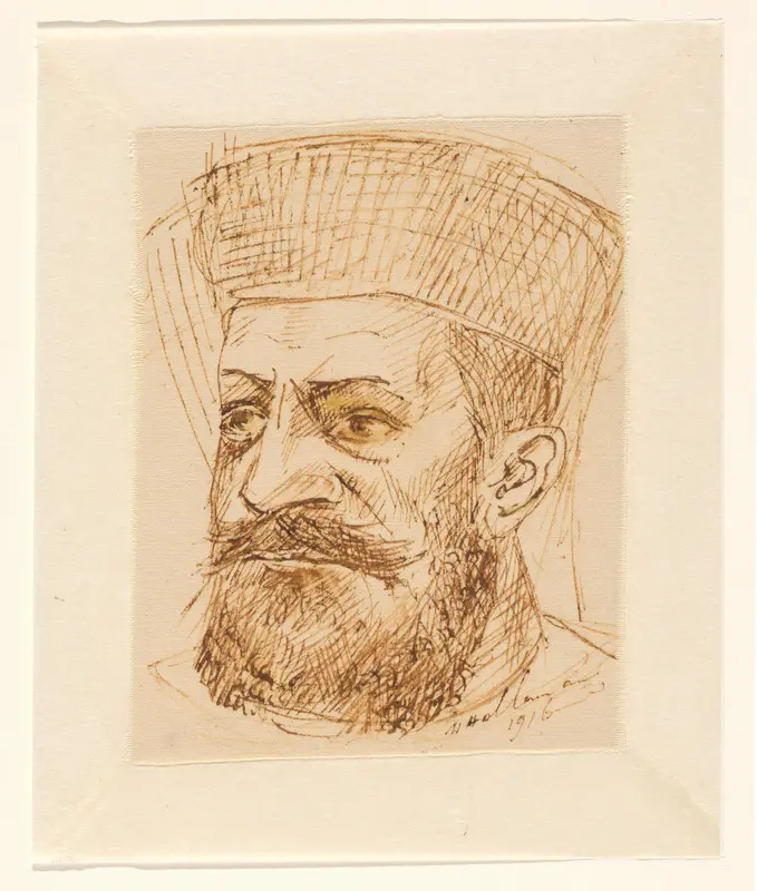 Kop van een man met baard en hoofddeksel Wall Art by Unknown - High-Resolution Digital Print