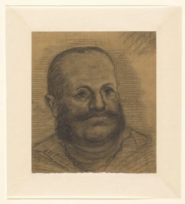 Kop van een man met snor en baard Wall Art by Unknown - High-Resolution Digital Print