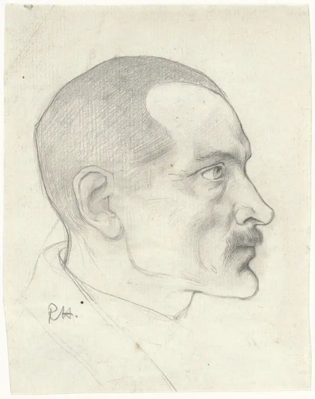 Kop van een man met snor, van opzij Wall Art by Richard Nicolaüs Roland Holst - High-Resolution Digital Print