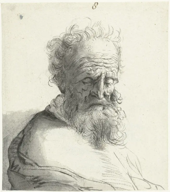 Kop van een oude man Wall Art by Moses ter Borch - High-Resolution Digital Print