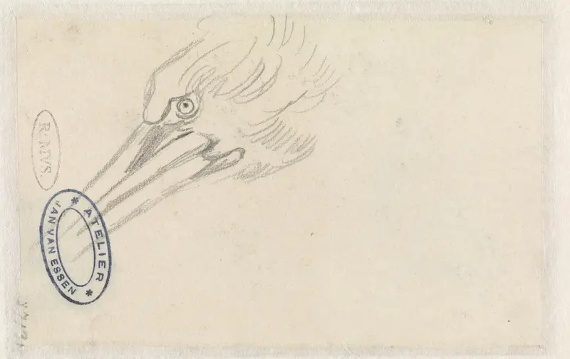 Kop van een reiger of pelikaan Wall Art by Jan van Essen - High-Resolution Digital Print