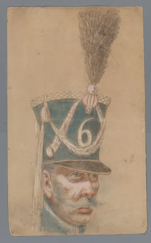 Kop van man uit Regiment Huzaren van Boreel Wall Art by anonymous - High-Resolution Digital Print