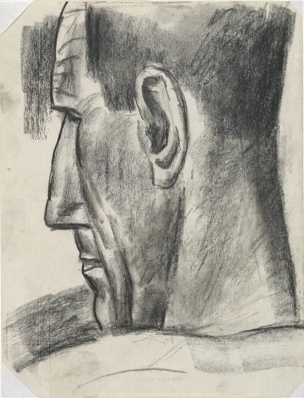 Kop van man van achter gezien en profil Wall Art by Leo Gestel - High-Resolution Digital Print