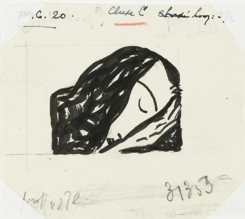 Kop van vrouw met gesloten ogen (schets) Wall Art by Leo Gestel - High-Resolution Digital Print