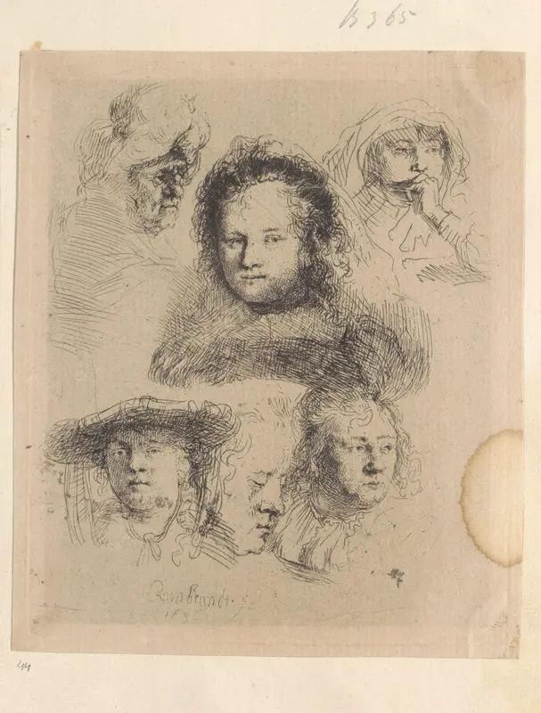 Kopstudies van Saskia en anderen Wall Art by Henry Louis Basan - High-Resolution Digital Print