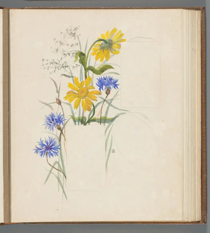 Korenbloemen en gele bloemen Wall Art by Unknown - High-Resolution Digital Print