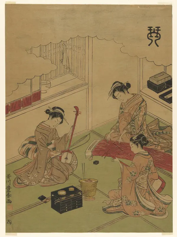 Koto (Kin), from an untitled series of the four accomplishments Wall Art by Utagawa Toyoharu - High-Resolution Digital Print