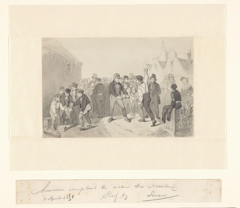 Krachtmeting in een dorp Wall Art by Unknown - High-Resolution Digital Print