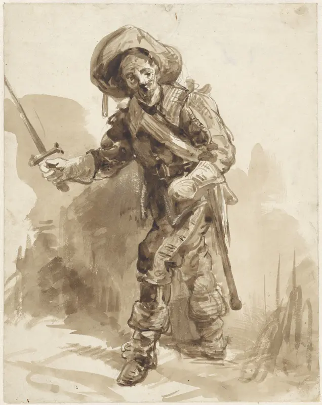 Krijgsman met getrokken zwaard Wall Art by Jacobus Pelgrom - High-Resolution Digital Print