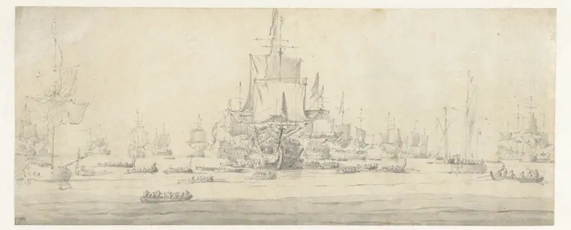 Krijgsraad van de Nederlandse vloot voor de Vierdaagse Zeeslag in 1666 Wall Art by Willem van de Velde (II) - High-Resolution Digital Print