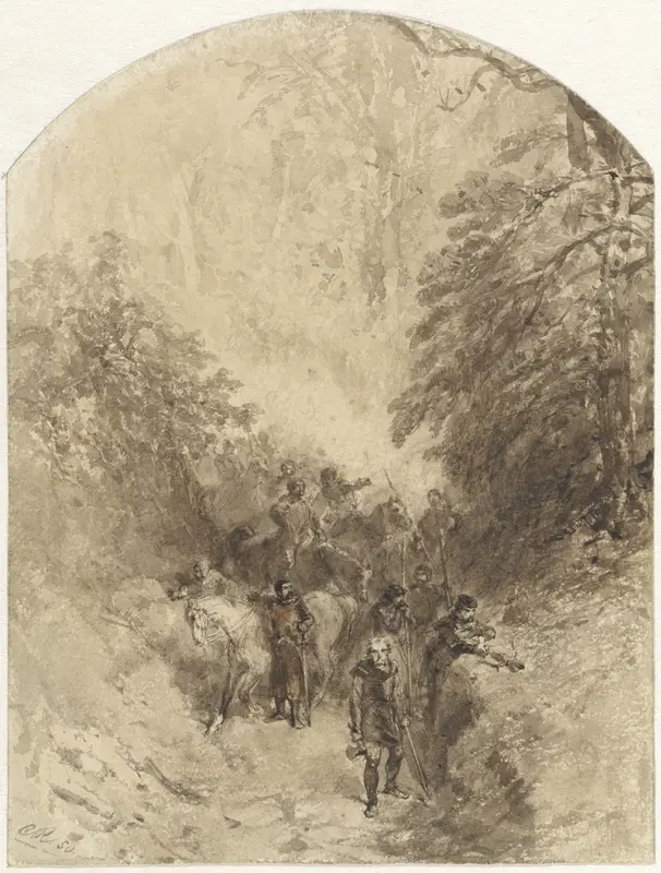 Krijgsvolk in een bos Wall Art by Charles Rochussen - High-Resolution Digital Print
